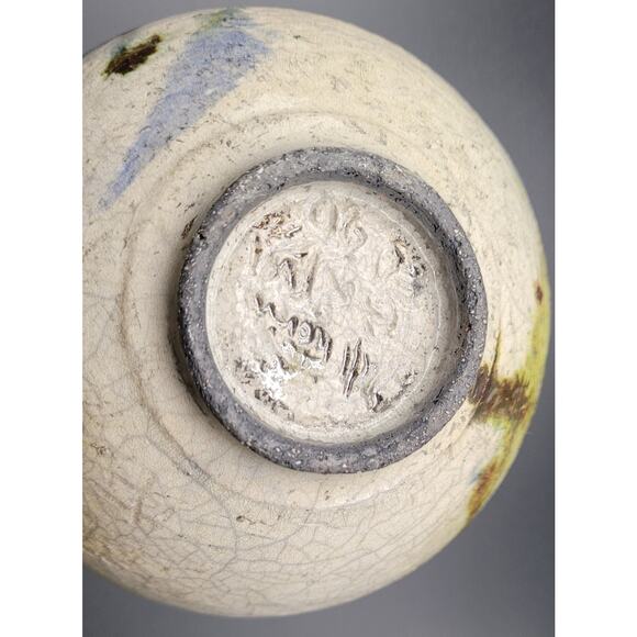 Art Pottery Art Splash Raku Crackle Glaze Ceam bronze purple green vase - Picture 8 of 9